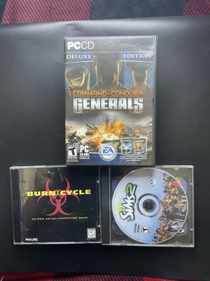 Lot Of 3 PC Games: Command & Conquer: Generals DE, Sims 2, Burn Cycle See Descri