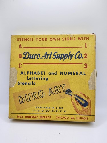 Vintage Duro Art Supply Alphabet Numeral Lettering Stencils Set 2 Inch Sign