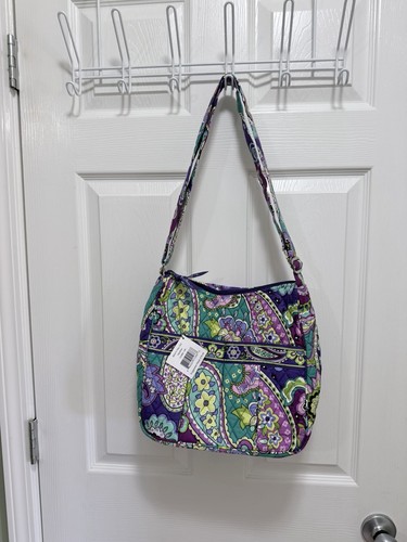 Retired Vera Bradley Heather Paisley Teal Purple Quilted Crossbody Bag
