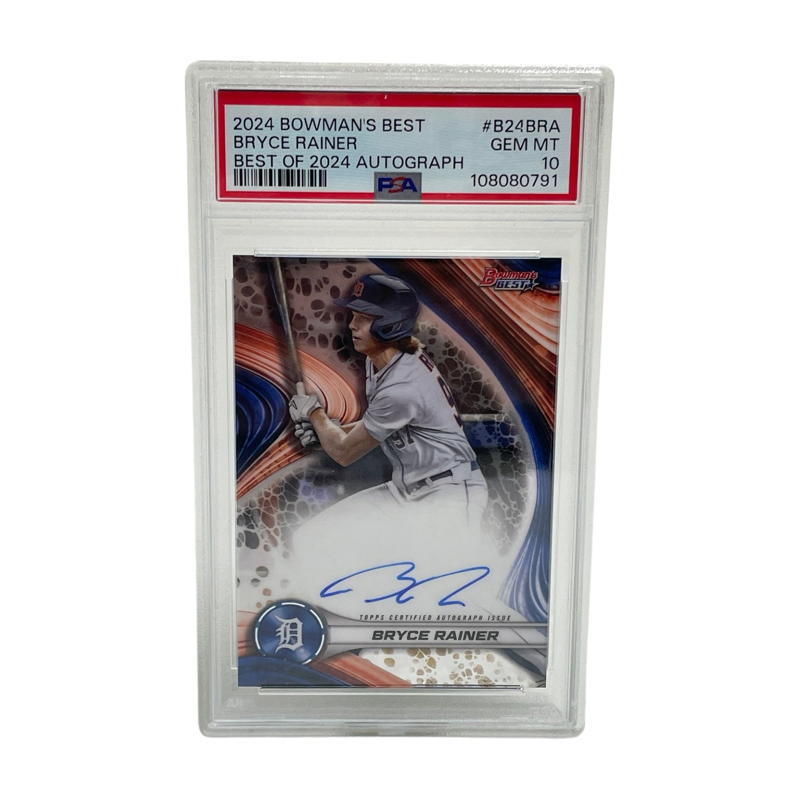 Bryce Rainer Tigers 2024 Bowmans Best Autograph Baseball Card B24-BRA PSA 10