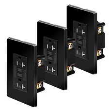 GFCI Outlet 20 Amp Tamper-Resistant LED Indicator with Plate Outdoor Black 3Pack