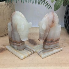 Mid Century Onyx Horsehead Bookends Americana Home Decor