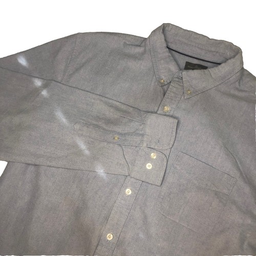 LL Bean Signature Mens XL Blue Button Up  Cotton Light Denim Long Sleeve Casual