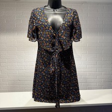 Madewell Floral Mini Dress Tie Front V Neck Short Sleeve Women's Size 00