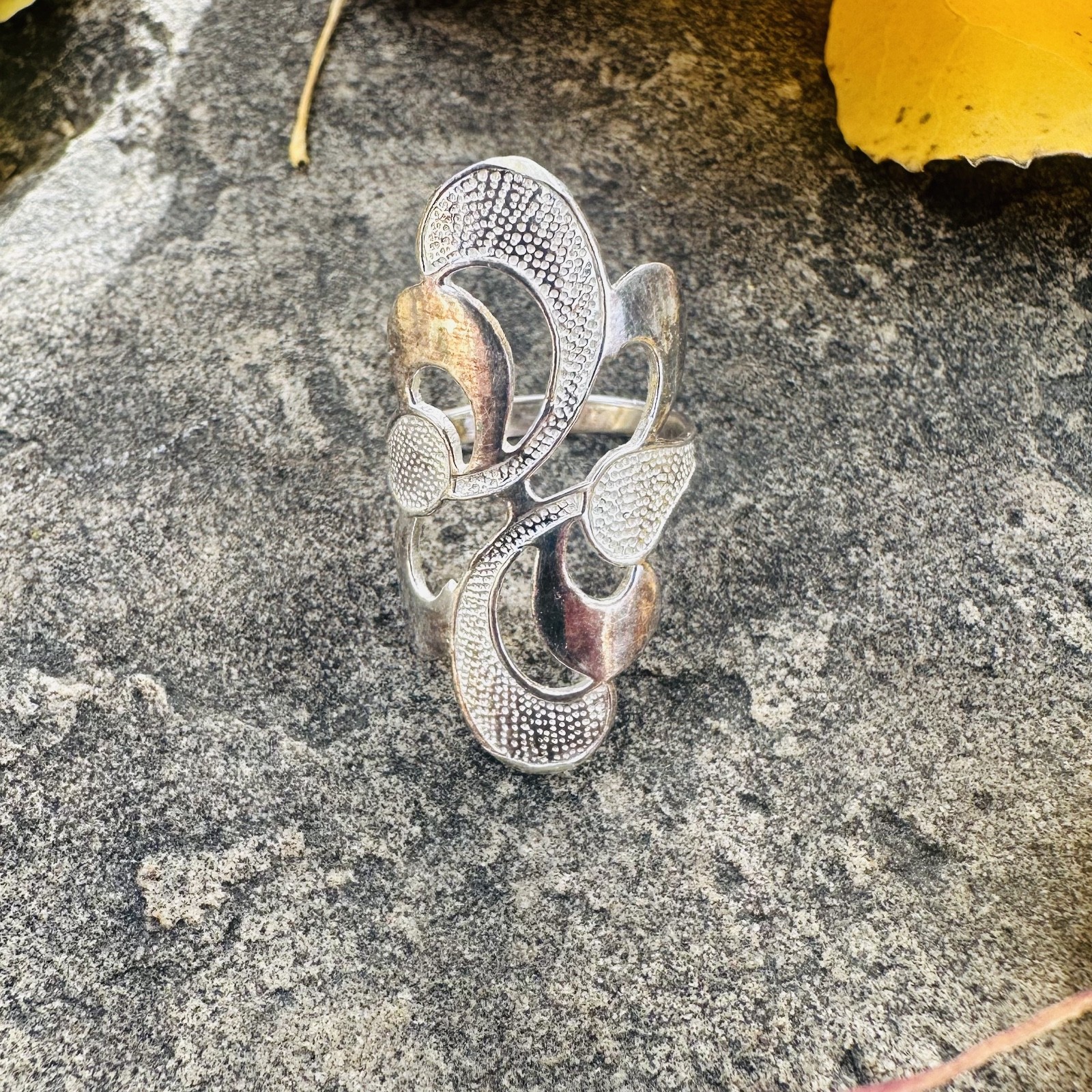 Sterling Silver Modernist Scrollwork Statement Ri… - image 7