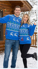 EXC Unisex Cotton Holiday Ugly Christmas Sweater XL Deer Tree Santa Movie Set