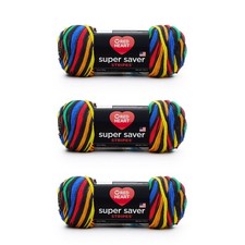 Red Heart Super Saver Primary Stripes Yarn - 3 Pack Of Office Product