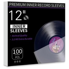 100 Pack 12 Inch Vinyl Record Inner Sleeves for Protection Storage