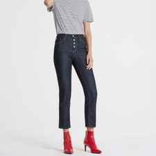 AG Adriano Goldschmied "Isabelle Button-up High Rise Straight Crop" Jeans