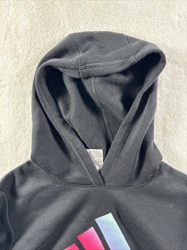 Adidas Girls Active Hoodie Black with logo Size 7 - Picture 6 of 8