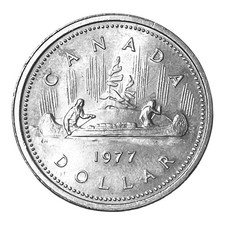 CANADA 1 Dollar Coin 1977 old Canadian post - Banknote Queen Elizabeth II