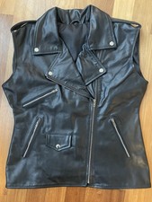 New Ladies Black Lamb Leather Motorcycle Vest XL
