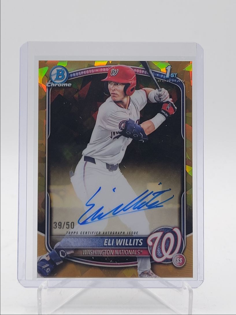 ELI WILLITS 2025 BOWMAN CHROME DRAFT SAPPHIRE 1ST GOLD AUTO /50 Q3855