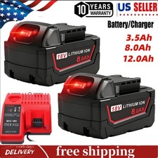 2PACK 18V For Milwaukee For M18 12.0Ah Lithium-ion Battery 48-11-1880 Charger US