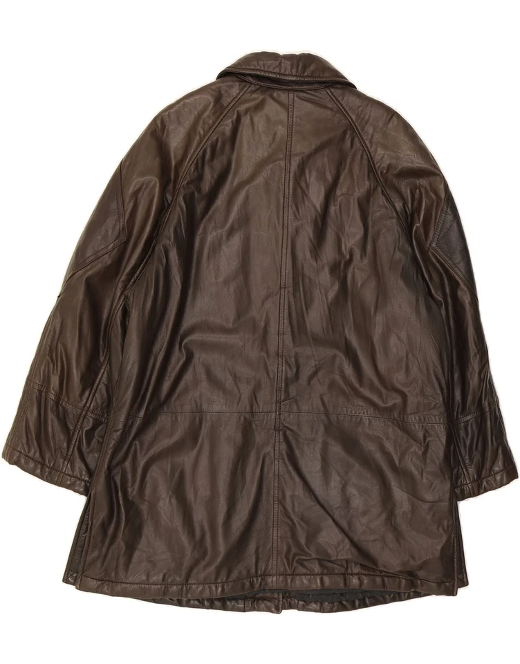 Abrigo de cuero para mujer ENRICO MANDELLI UK 12 mediano cuero marrón DB49 Foto 2 de 4