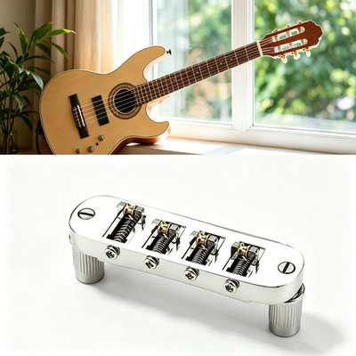 Roller Saddle Bridge Replacement, Lightweight 4 String Bridge for Bass Guitars