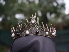 Dark Woodland Tiara Goth Black Crown Birthday Wedding Gift Diadem Bare Winter