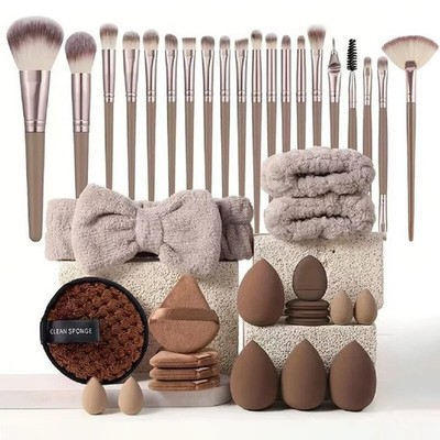 40 PCS Professional Makeup Brush Tools Set, Cosmetic Coffee-40PCS