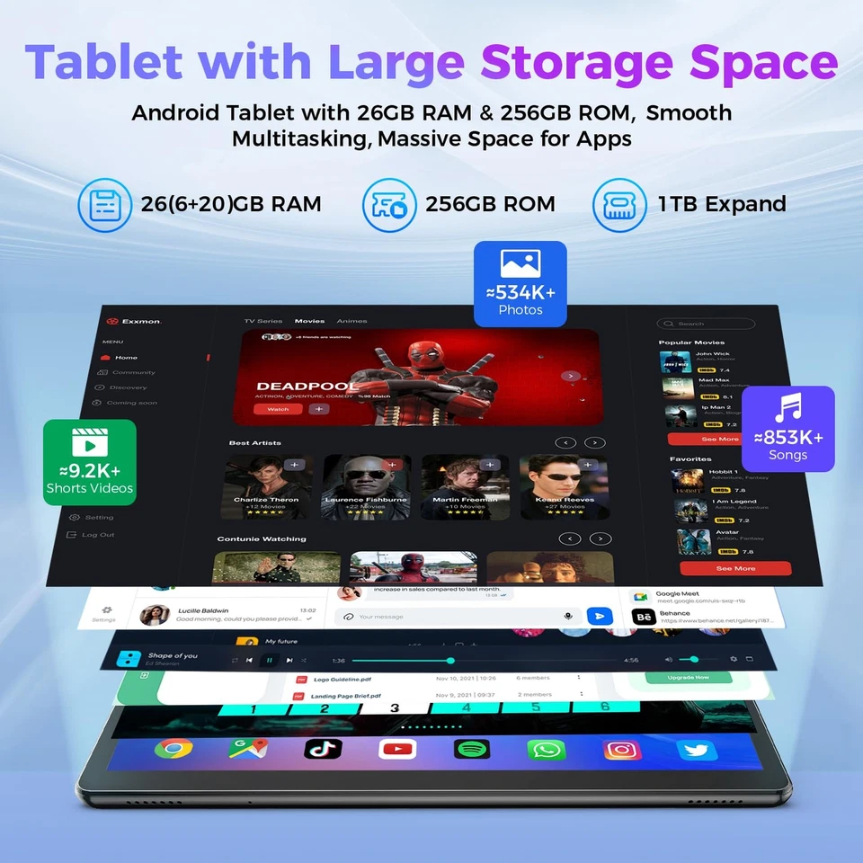 Android Tablet with Keyboard, 26GB RAM, 256GB ROM(1TB Expand), 10.1 inch Andr... - Image 3 of 4