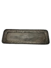 Antique 940 Silver Ornate Tray 1894 Monogram 127g - 22cm Length Pre-Owned Used 