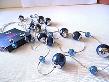 PAPARAZZI 3 Strand Silvertone Blue Necklace Pierced Earrings Set
