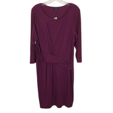NWT Womens Size XL Talbots Dark Purple Stretch Jersey Midi Dress NEW