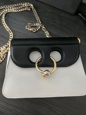 $1280 JW Anderson Pierce Bag Black/White Purse Chain Shoulder