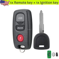 For 2004 2005 2006 Mazda 3 Remote Control Key Fob KPU41846 + Ignition Chip Key
