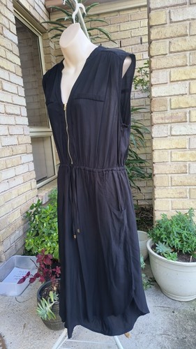 ST FROCK Shire Zip Front LBD Black Midi Work to Evening Dress BNWT sz 12 - Picture 5 of 12