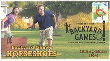 21-234, 2021, Backyard Games, First Day Cover, Pictorial Postmark, Horseshoes, 