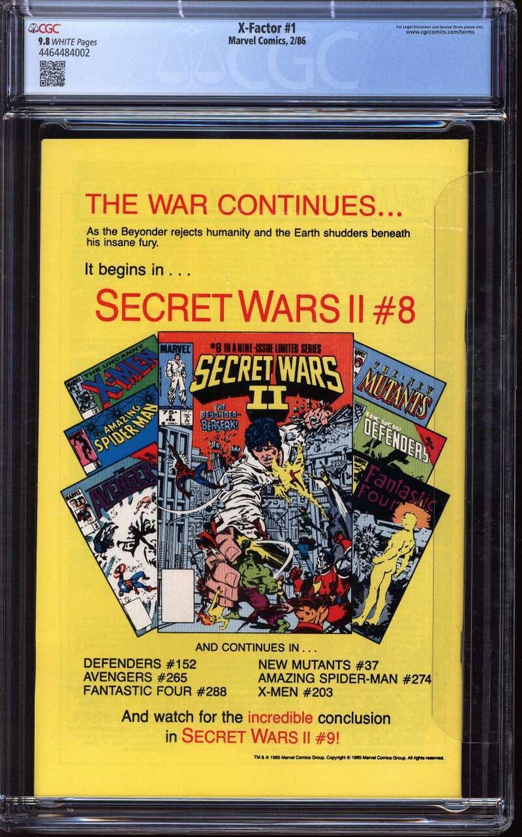 X-FACTOR #1 CGC 9.8 WHITE PAGES // 1ST APPEARANCE X-FACTOR MARVEL