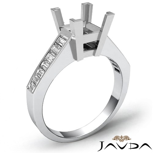 Custom Princess Semi Mount Baguette Channel Set Diamond Engagement Ring 0.85Ctw - Picture 4 of 33
