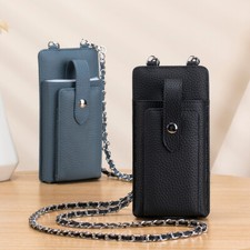 Leather Crossbody Cell Phone Bag Wallet Card Holder Chain Mini Pouch for Women