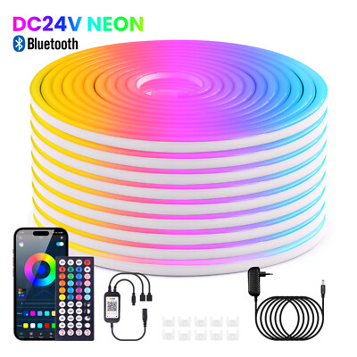 24V RGB LED Neon Streifen Stripe Flex Lichterkette WIFI Bluetooth APP Dimmbar