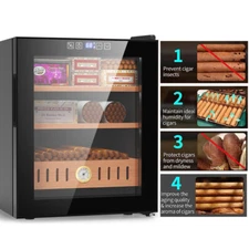 50L Electric Humidor for 300 Cigars Cooler Humidor Spanish Cedar Wood Shelves