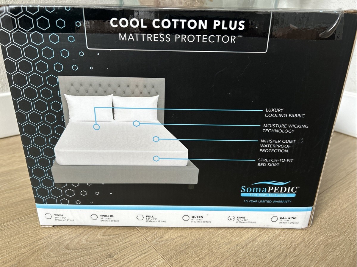 NEW!! SomaPedic Mattress Protector King Bed Cooling Fabric Cotton