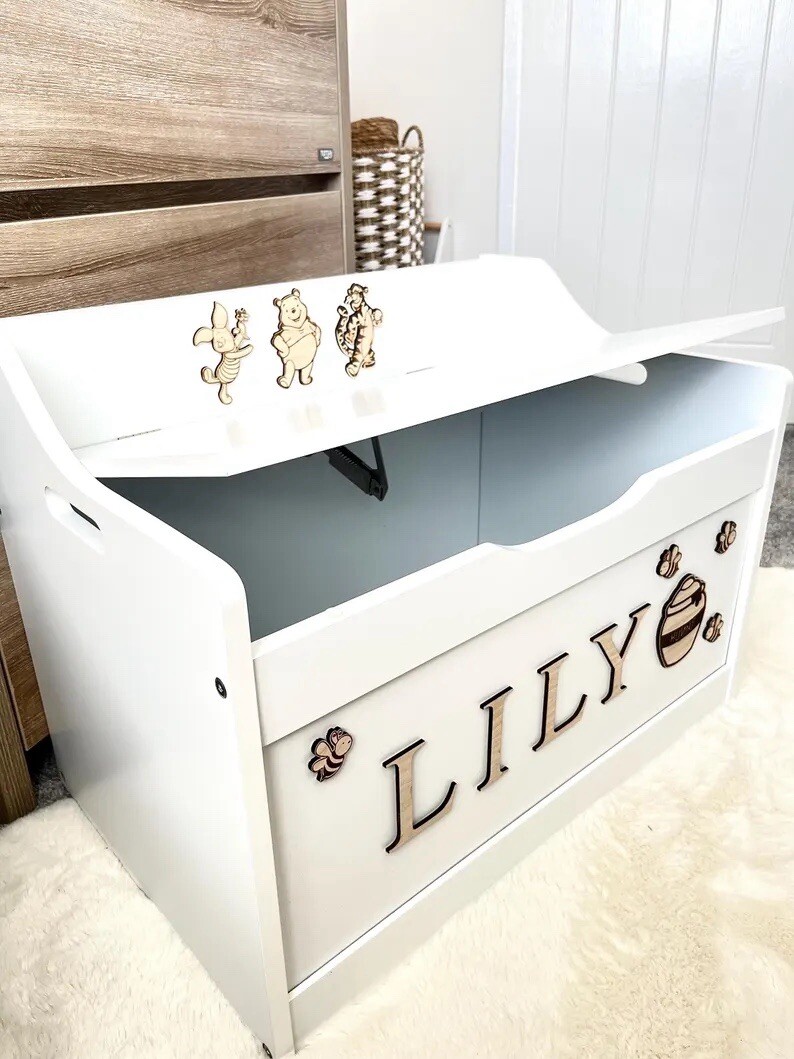 Winnie The Pooh Toy Box Bench Winnie The Pooh White