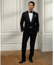 NWT Polo Ralph Lauren Hab Classic Wool Barathea Tuxedo Sz 46R x 37 Black 2295