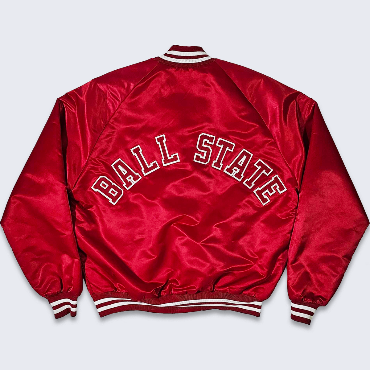 Ball State Cardinals Vintage 80s Chalk Line Satin Bomber Jacket