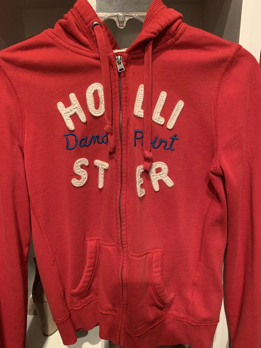 hollister red zip up hoodie