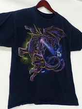 Dragon VTG Y2K Fantasy Magical Mythology Magic Fire T Shirt Men's Large 21 x 28
