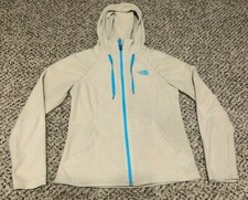 NICE The North Face TNF Beige Blue Full-Zip Fleece Hoodie Jacket Women's XS
