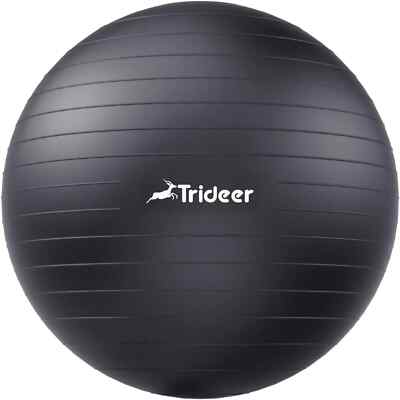Trideer Yoga Ball Exercise for Working Out, L(23-26ines/58-65cm), Black 
