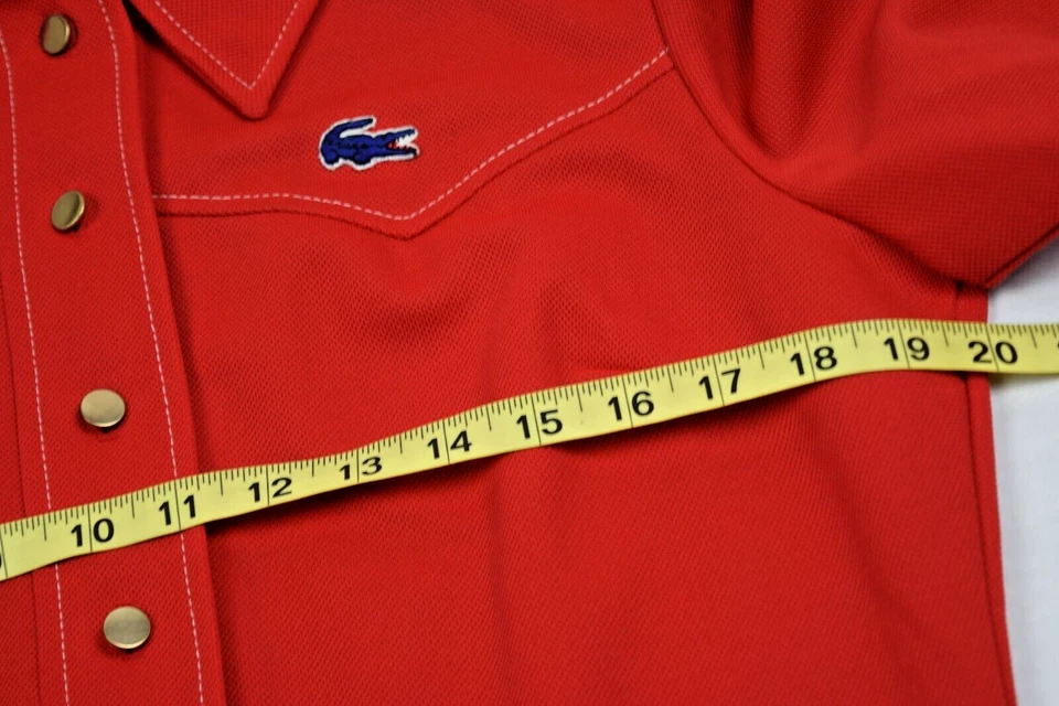 Lacoste Dress VTG Chemise Lacoste Size 16 M/L 70s Deep Red White Stitch Belted - Image 4 of 4