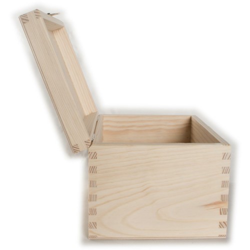 Wooden Box with Lid & Clasp 22x16x13cm /Rectangular Plain Keepsake Storage Chest - Picture 5 of 9