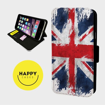 BRITISCHE DISTRESSED JACK FLAGGE - Kunstleder Klapp Handy Hülle Cover - iPhone/Samsung