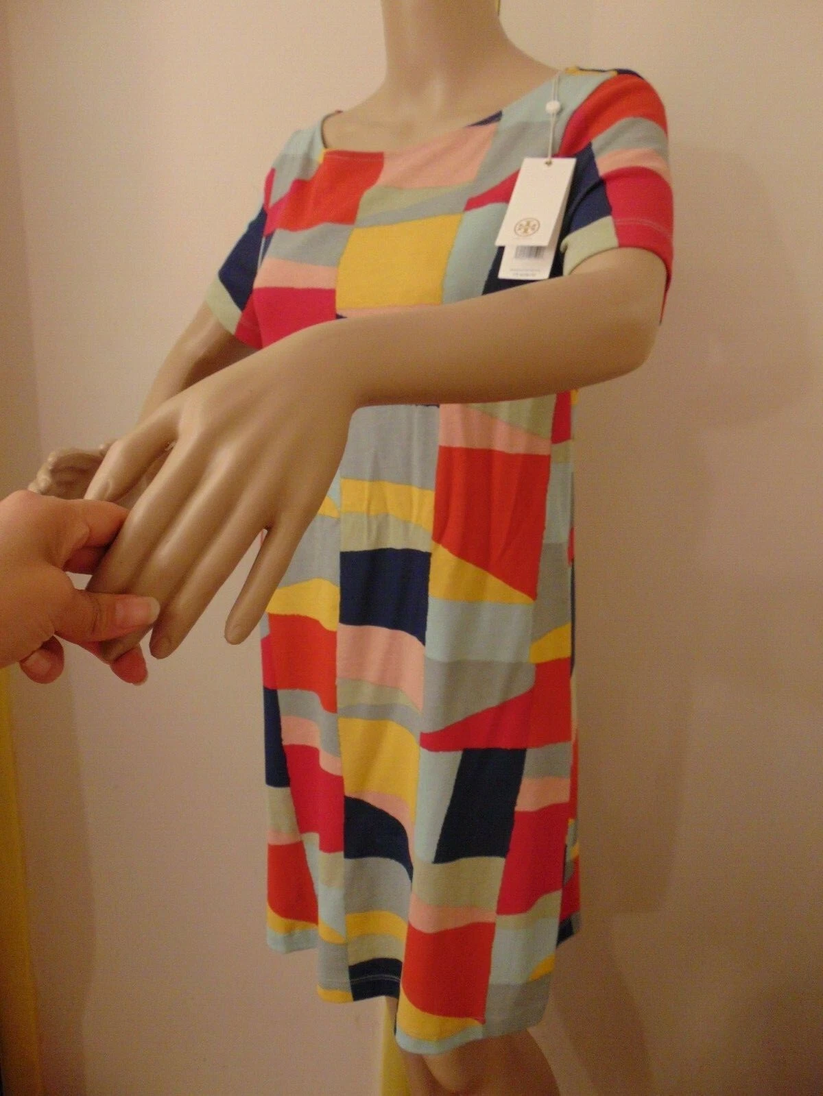 Abito Kimberly Tory Burch Red Canyon Colorscape nuovo con etichette taglia S Reatil $225