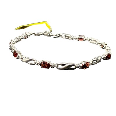 STS Karis BraceletSterling Silver Red Garnet 6.5''-7'' Length Adjustable