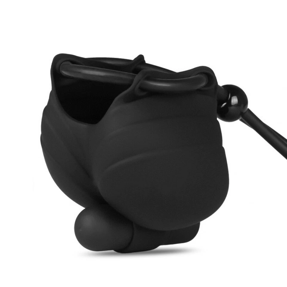 Silicone Vibrating Ball Testicle Scrotum Pouch Stimulator Cinch Penis Cock Ring - Image 2 of 4