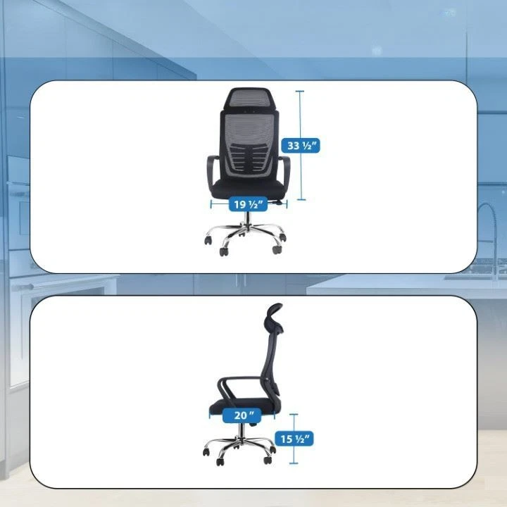 2x Ergonomic Mesh Office Black Chair Lumbar Support Desk Swivel Computer Chair - Image 3 of 4